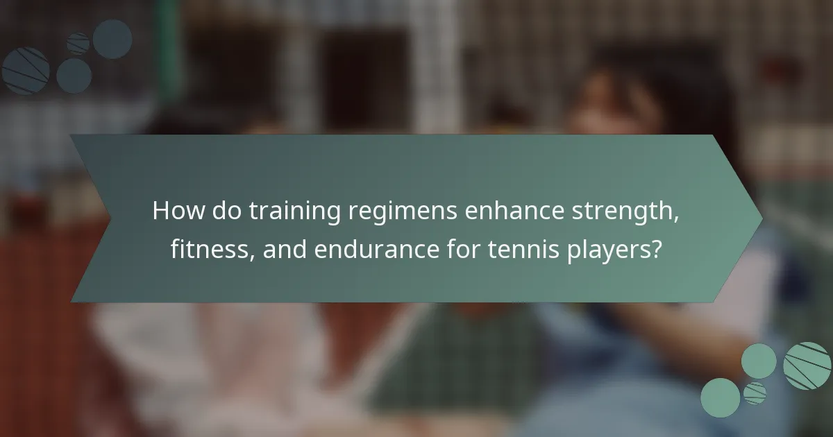 How do training regimens enhance strength, fitness, and endurance for tennis players?