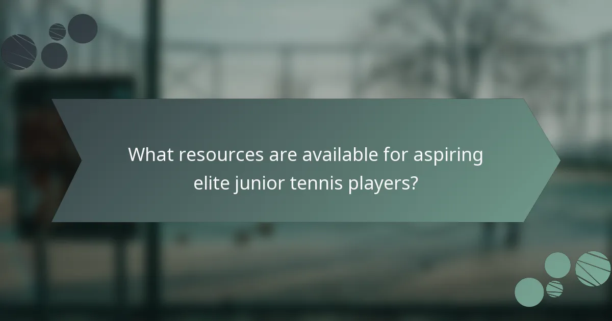 What resources are available for aspiring elite junior tennis players?