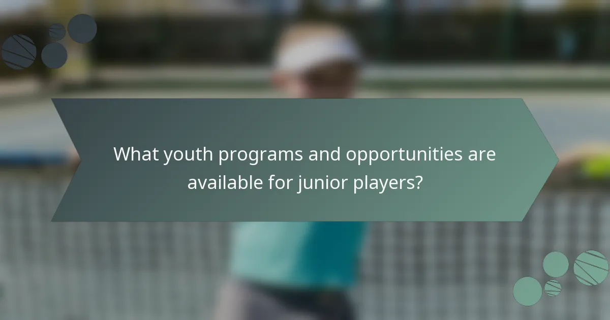 What youth programs and opportunities are available for junior players?