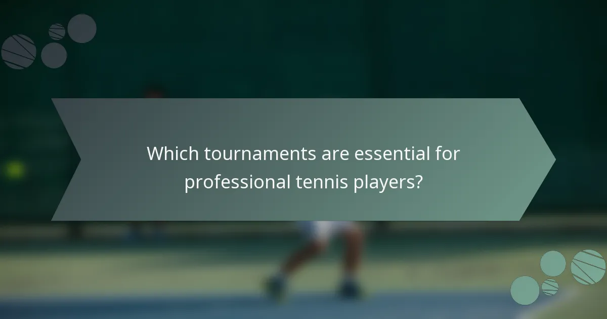 Which tournaments are essential for professional tennis players?